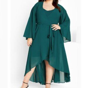 New Elegant Teal Wrap Dress / Size 14
